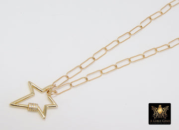 Front Clasp Necklace, 14 K Gold Filled Screw Star Clasp Wrap Choker - A Girls Gems